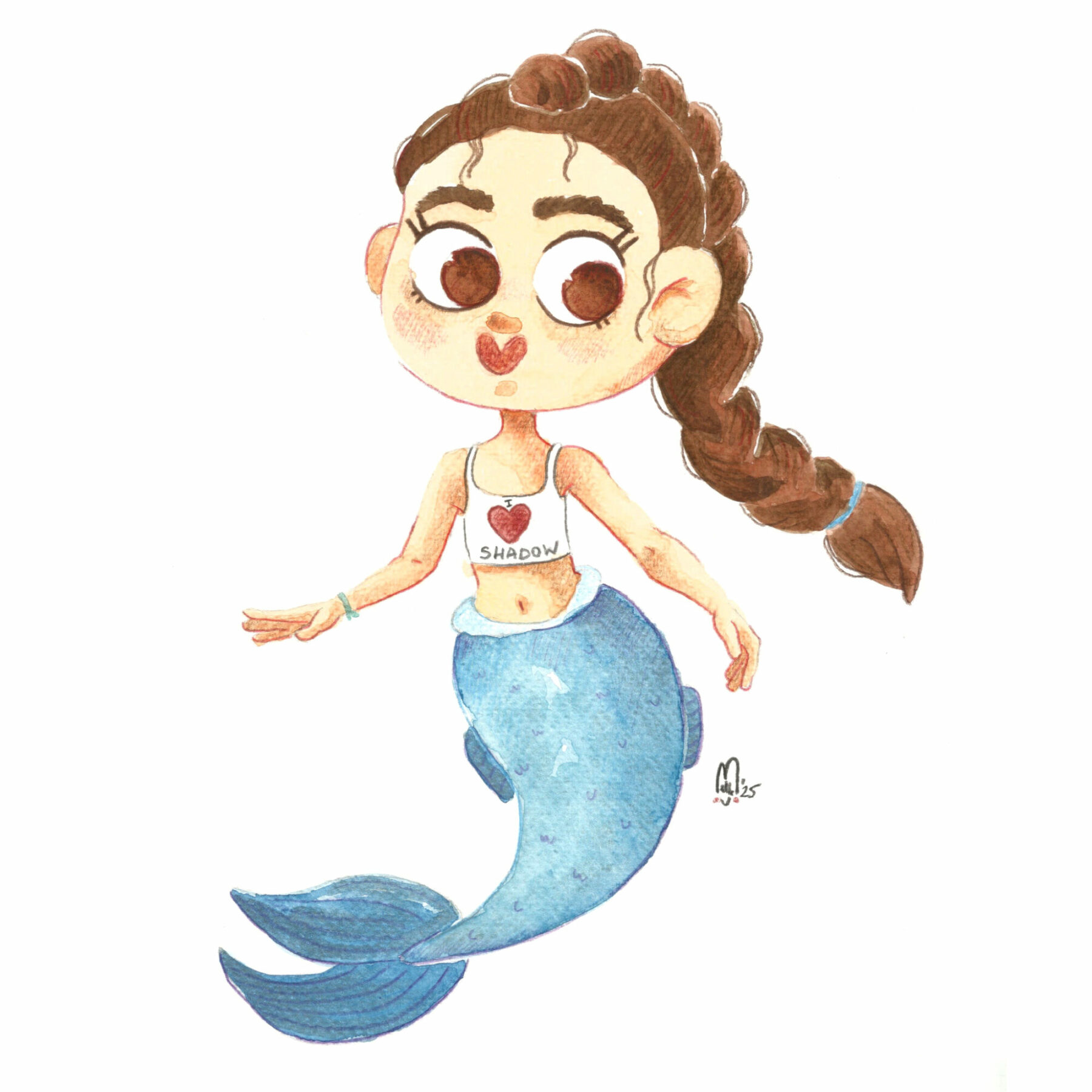 illustration Aquarelle - sirène fillette